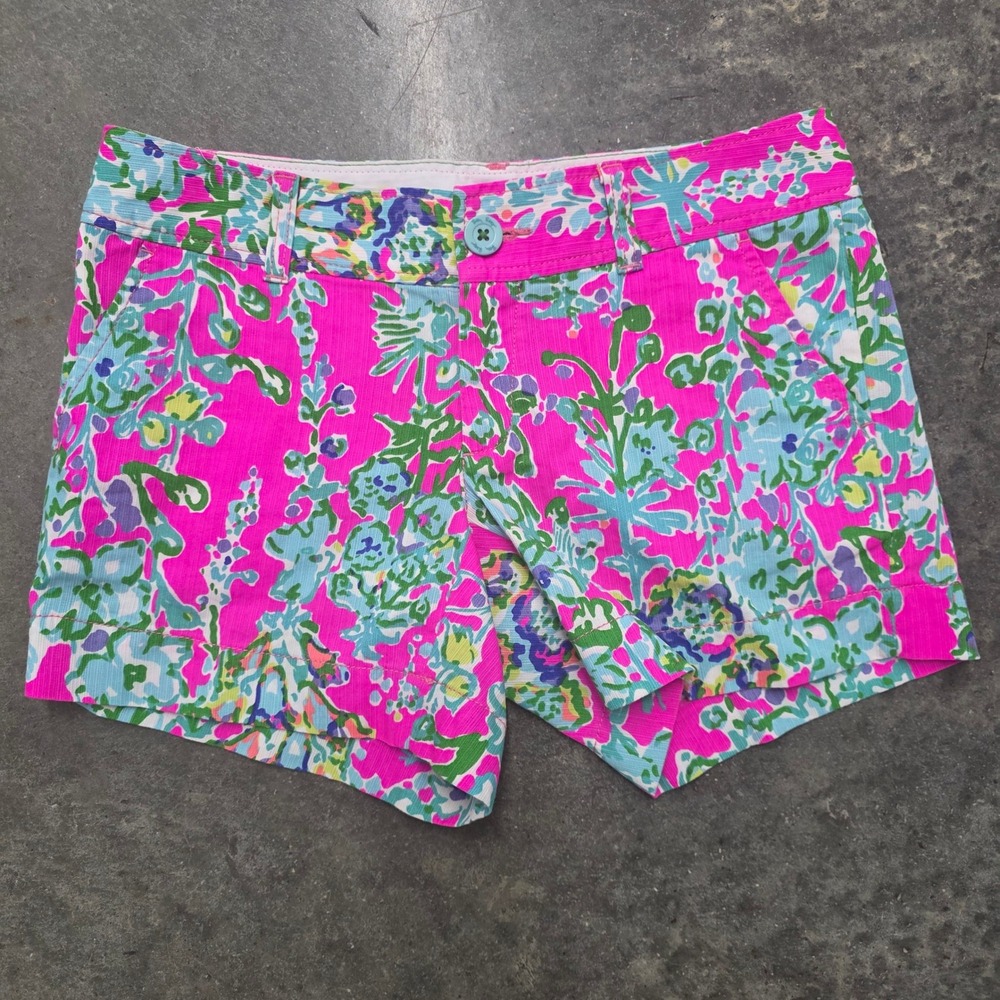 Lilly Pulitzer The Callahan Short Pink Blue Floral‎ Print Womens Shorts